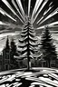 Placeholder: A cartoon-style image of a pine tree, Christmas tree, graffiti style, noir