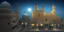 Placeholder: middle east castle , night , cloud in the sky , full moon , bird in the sky,fire place in the bazaar , high resolution, super realistic, unreal engine, cinematic lighting,