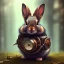 Placeholder: steampunk rabbit, extremely detailed, UHD, 8k,The close-up camera effect,sharp focus,perfect, background forest,position,hyperphotorealistic