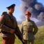 Placeholder: A WW1 Era Soldier looks at a battlefield that is on fire