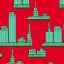 Placeholder: candlestick pattern cityscape red green