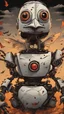Placeholder: a chicken robot as a halloween horror movie, high detail