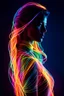 Placeholder: (Ultra Long Exposure Photography)) high quality, highly detailed, Colorful beautiful woman silhouette made of ultra bright neon strings, beautiful silhouette, by cavani