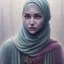 Placeholder: dripping, runnt, melting watercolor painting as woman's face, wearing hijab, fine detail, highly intricate, modern surrealism painting, fog, high-quality, volumetric lighting, 8k, ultrahd, George Grie, Marco Escobedo, Igor Morski,Brian Froud, Howard Lyon, Selina French,