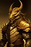 Placeholder: A golden dragonborn warrior with amber eyes and runic tattoos, metal armor