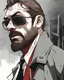 Placeholder: a young man with big muscles who looks like hans gruber wearing a heavy coat and red sunglasses staring with an irritated look on his face