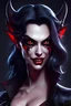 Placeholder: create a female vampire succubus, cartoon, demon, highly detailed and sharply defined facial feminine features,