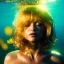 Placeholder: Goldie Hawn underwater with yellow flowers for hair, closed eyes, rtx, reflection, 8k, glow, winning photography, caustics