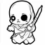 Placeholder: create a 2d black outline, "cute kawaii baby death with a scythe coloring book for kids", coloring page, low details design, black contour, coloring page design, simple background, colorful , card style, coloring page for kids, white background, sketch style,