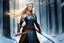 Placeholder: she is a blonde viking with a braid: she rises her magic Valtamar sword over her head; she is the wearer of the sword of the First Kings! The sword pulses with energy in response to her proclamation, the runes along its length glowing faintly as they respond to her possession. A presence fills her—a silent yet powerful consciousness that acknowledges your claim. The sword does not speak in words, but in images and feelings: of battles won and lives taken, of a shared purpose to defend those who