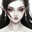 Placeholder: girl, cute, beautiful, white eyes, black lips, black hair, close up portrait