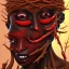 Placeholder: Visage homme sorcier africain vaudou yeux rouges forêts