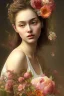 Placeholder: painting of flowers and beautiful girl portrait, scaffolding, decay, mixed media, textured, anatomically correct, beautiful perfect face, sharp focus, highly detailed