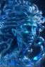 Placeholder: transparent gemstone Medusa, in blue fire chrome casino, high detail, 8k, cinematic, depth of field, art