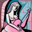 Placeholder: picasso Neoclassicism pink woman and guitar