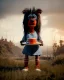 Placeholder: Realistic portrait, hybrid character, waitress British woman with monster muppet mask that covers her entire head, Sesame Street style, retro style, pub, short shirt, tray, beer, old school tattoo, hot, smooth, unreal engine 5, god lights, ray tracing, RTX, lumen lighting, ultra detail, volumetric lighting, 3d.