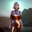 Placeholder: Ultra Realistic retro sci-fi portrait supermarket image from 1960, many explosions, sweet young Jane Fonda, tight latex suit, weapon, fighting stance, soft color, highly detailed, unreal engine 5, ray tracing, RTX, lumen lighting, ultra detail, volumetric lighting, 3d, finely drawn, high definition, high resolution.