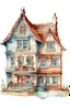 Placeholder: watercolor sketch of a doll house with transparent background in png format