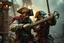 Placeholder: bad ass nerd swashbuckler pirates fighting decapitating like crazy in the style of Fallout 4 , bokeh like f/0.8, tilt-shift lens 8k, high detail, smooth render, down-light, unreal engine, prize winning