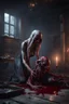 Placeholder: Undead female mind flayer draining the blood from corpse. full body shot. fantasy and intense horror setting, Cinematic lighting, Volumetric lighting, Epic composition, Photorealism, Very high detail, Character design, Unreal Engine, Octane render, HDR, Subsurface scattering, fantasy art,