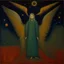 Placeholder: Since my angel stopped watching over me, he can freely unfold his wings and split the silence of the stars, semi-abstract painting by artist "Mark Rothko", by artist "Leonora Carrington"