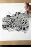 Placeholder: ancient city babylon in its prime charcol sketch on white paper