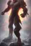 Placeholder: Full body photography of ethereal ANGRY ORC , Fire theme art, Dark moody night atmosphere, by Michelangelo, 8K, high body details, anatomically perfect body, purple, red, armed with guns ,