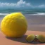 Placeholder: a lemon wearing sunglasses relaxing on the beach, pixar movie still, 3d realistic render, hyperdetailed