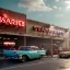 Placeholder: Ultra Realistic retro sci-fi afire Supermarket parking scene, 1960 year. blonde woman, sweet scarlet Johansson face, perfect iris, glow eyes, face makeup, tight latex coat; many panic people looking, Retro sci-fi style, soft color, highly detailed, unreal engine 5, ray tracing, RTX, lumen lighting, ultra detail, volumetric lighting, 3d, finely drawn, high definition, high resolution.