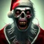 Placeholder: Dark, horror, blood, guts, detail, Santa, zombie, close up head