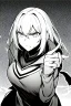 Placeholder: angry blonde girl, angry pose, greyscale