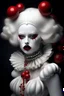 Placeholder: white clown sicle 17, rococo hiper makeup white red lips tornasolei hair by Natalie Shau