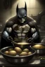 Placeholder: batman cooking eggs (realistic image)