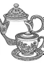 Placeholder: Coloring page teapot and teacup