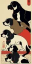 Placeholder:  a group of dogs that are on top of each other, a poster by Nōami, ukiyo-e, anime aesthetic, minimalist.