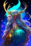 Placeholder: prismatic hair Eladrin astral Male antlers druid beard sparkling radiance prismatic shining starlight enshrouded