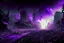 Placeholder: Destroyed City, Street View, Dense Purple Fog, Dead Soil, Broken Roads ,Black Night Sky, Stars, Space, Distant Alien Planets,