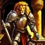 Placeholder: 90's fantasy tcg art male knight with lion armor