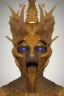 Placeholder: black male African Egyptian alien, cracks in the voodoo head, wicked, eyes, crown, Elephant, 8k, finely detailed, photo realistic, tiger turquoise skull head gold dragon space alien snow skeleton gold gorilla silver crown silver eyes