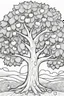 Placeholder: coloring page, apple tree, cartoon style, thick lines, low detail, no shading