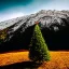 Placeholder: isolated christmas tree in the middle of mountain autumn