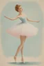 Placeholder: 1950s illustration of a ballerina, style of Marcel Marlier, pastel colors