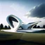 Placeholder: Arte lineal de una casa campestre moderna, estilo Zaha Hadid, minimalista