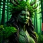 Placeholder: create a female shadowed forest spirit guardian , with highly detailed, sharply lined facial features, in the deep forest of Brokilon , 4k