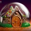 Placeholder: an intricate hobbit-style gingerbread house under a glass dome, rainbow sprinkles, frosting, 8k resolution, centered, high-quality, ultrafine-detail, digital art, flickering light, detailed matte, volumetric lighting, illustration, 3D octane render, brian froud, howard lyon, ben goossens, George Grie, greg rutowski, alphonse mucha