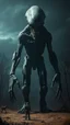 Placeholder: Bosch nightmares paining style Title:the angry giant alien standing tall , 8k artistic photography, photorealistic concept art, soft natural volumetric cinematic perfect light, chiaroscuro, award-winning photograph, masterpiece, oil on canvas, Raphael, Caravaggio’s, Greg Rutkowski, people, beksinski, Giger
