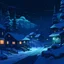 Placeholder: A winter level at night from a late 90s video game