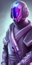 Placeholder: purple galaxy masked super villain, weapons in hands, teal and purple smoke, full portrait, hyper realistic, 4k