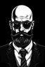 Placeholder: suit and tie, glasses beard cluffing imagery bald head Gentleman's black vector