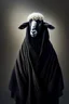 Placeholder: A sheep black wearing ihram clothes